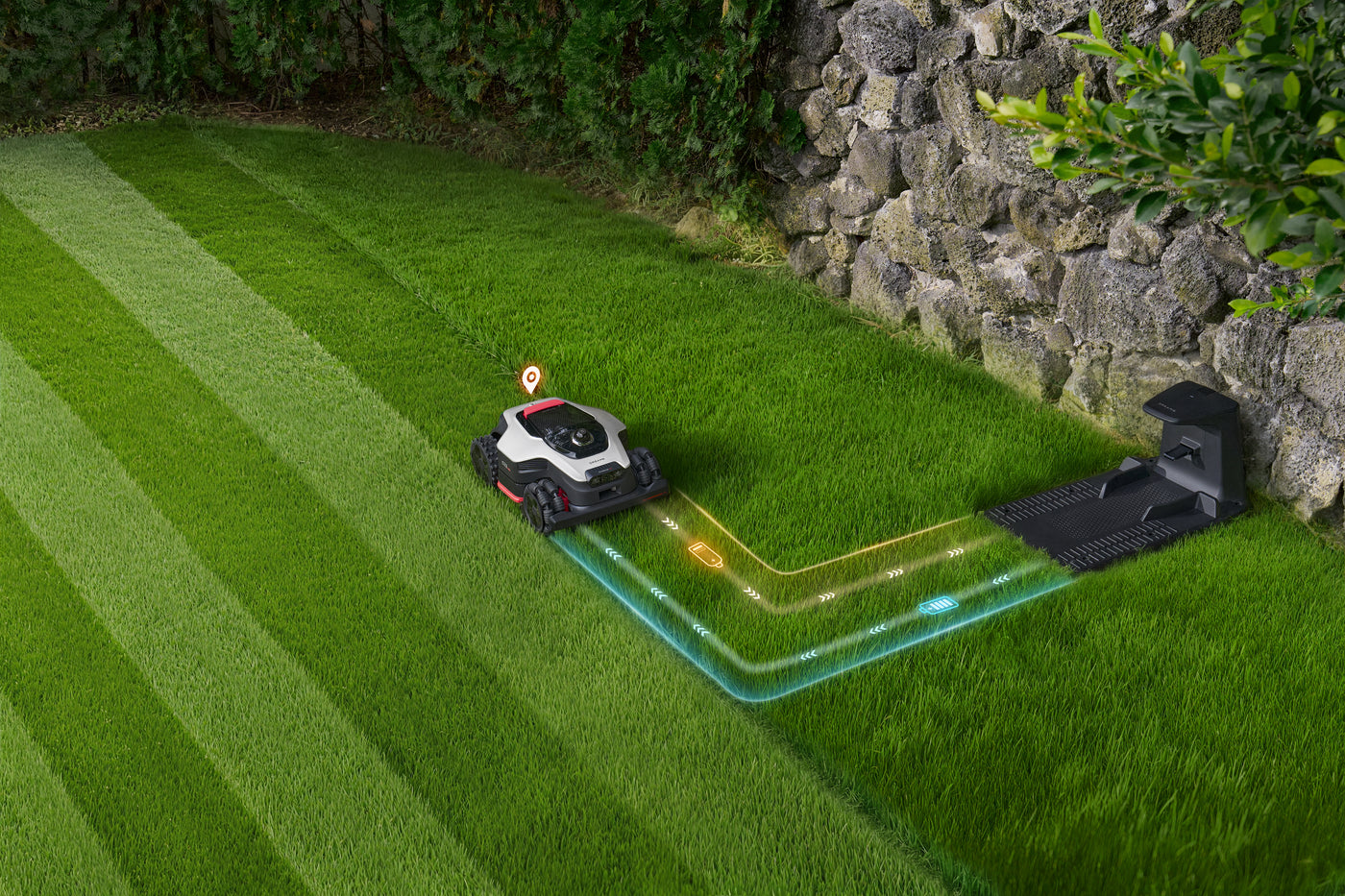 Dreame robot lawn mower auto-resuming from breakpoint on large lawn